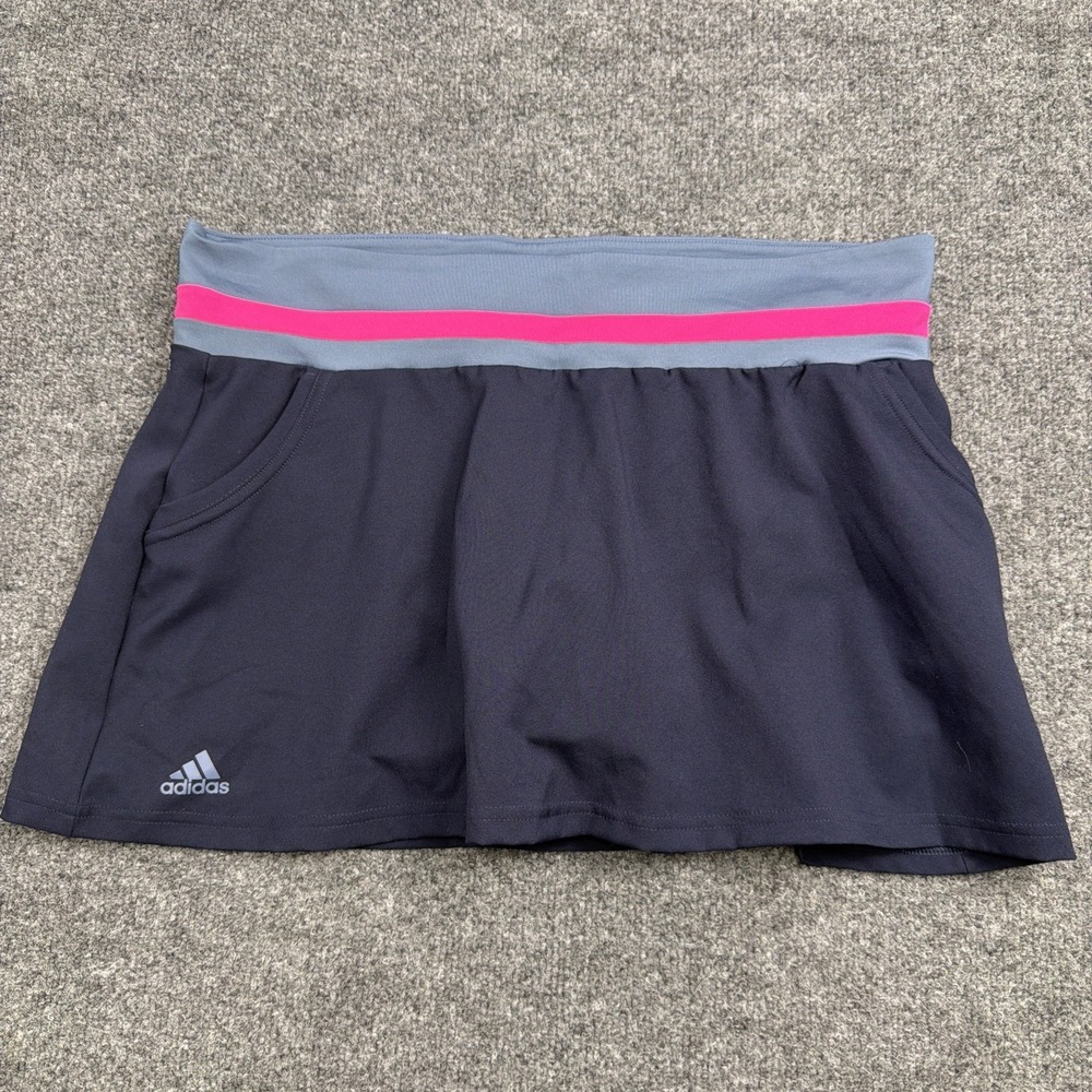 Adidas‎ Climalite Navy Pink Elastic Waist Skort Size Large Tennis Stretch